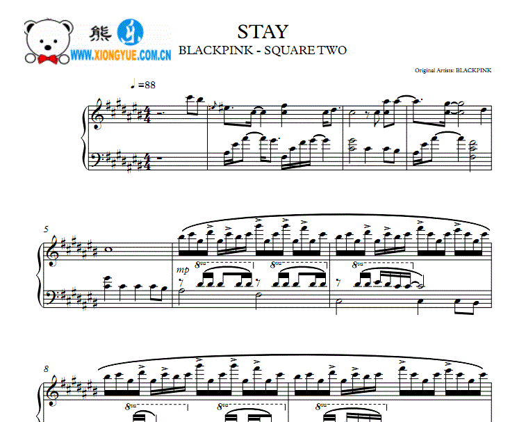 blackpink-stay钢琴谱