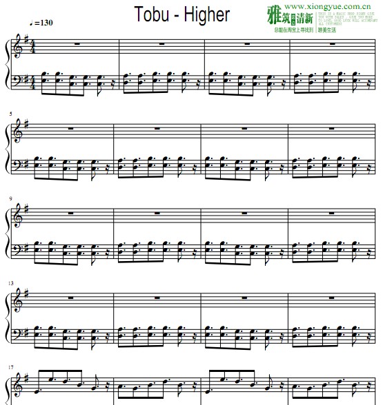 tobu - higher钢琴谱