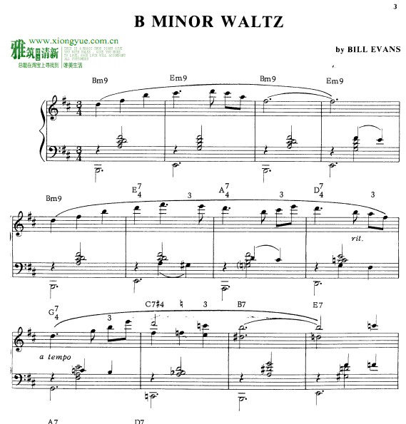 Bill Evans B Minor Waltz