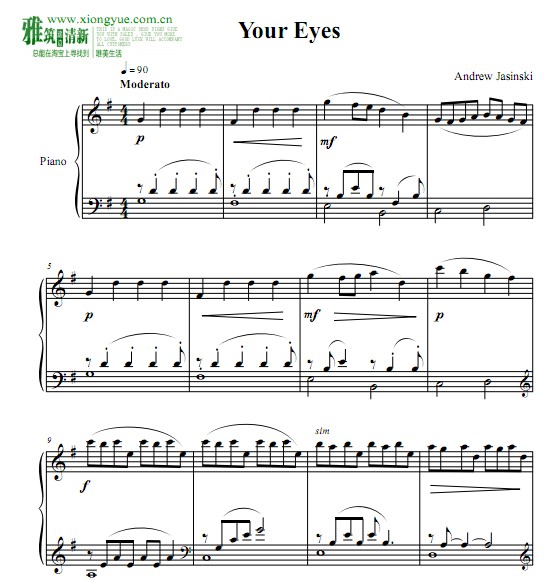 Andrew Jasinski - Your Eyes钢琴谱