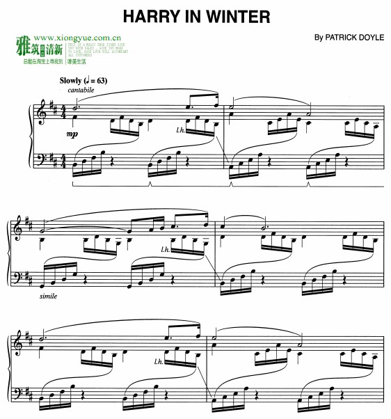 哈利波特 Harry in Winter钢琴谱