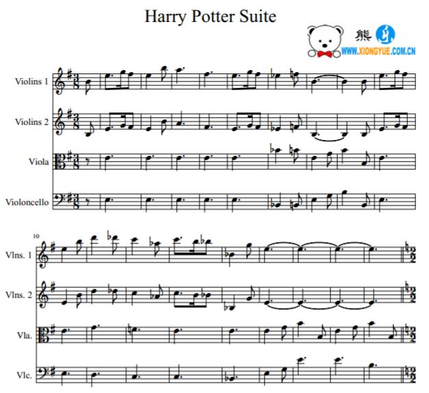 Harry Potter suite 哈利波特弦乐四重奏谱