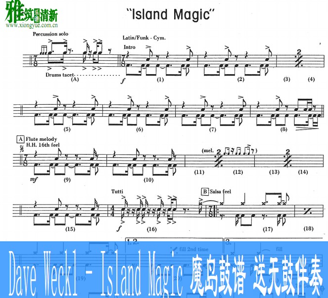 Dave Weckl - Island Magic 魔岛鼓谱 大师曲目鼓谱 无鼓伴奏