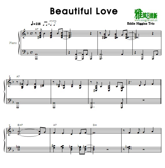 Eddie Higgins Trio - Beautiful Love爵士钢琴谱