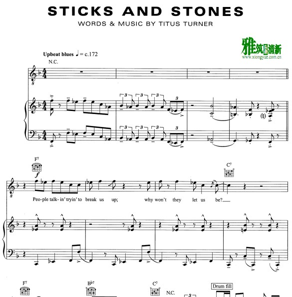 Ray Charles 雷·查尔斯 - Sticks And Stones钢琴谱
