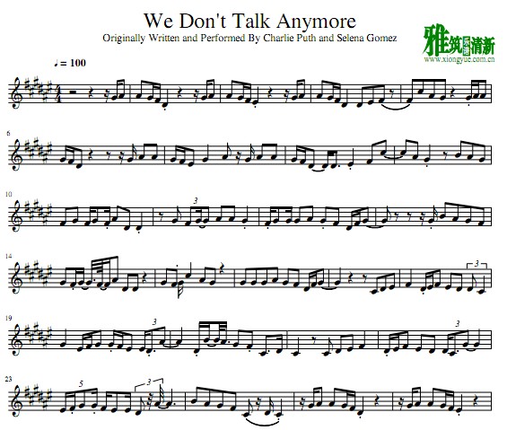 We Don't Talk Anymore 小号谱