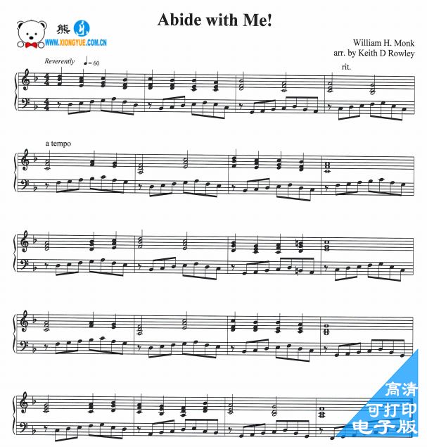 Abide with me 钢琴谱