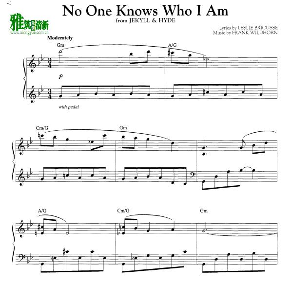 变身怪医 - No One Knows Who I Am钢琴伴奏谱 声乐谱1