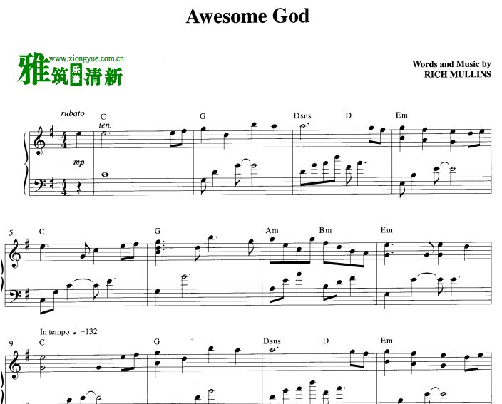 Michael W.Smith - Awesome God钢琴谱