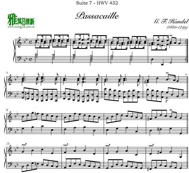 ¶ Handel Passacaglia Suite 7 - HWV 432