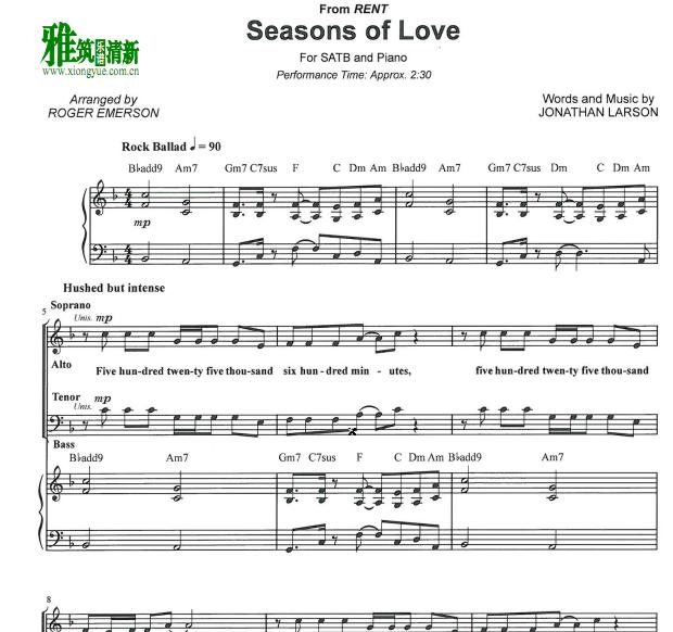 seasons of love SATBϳٰ