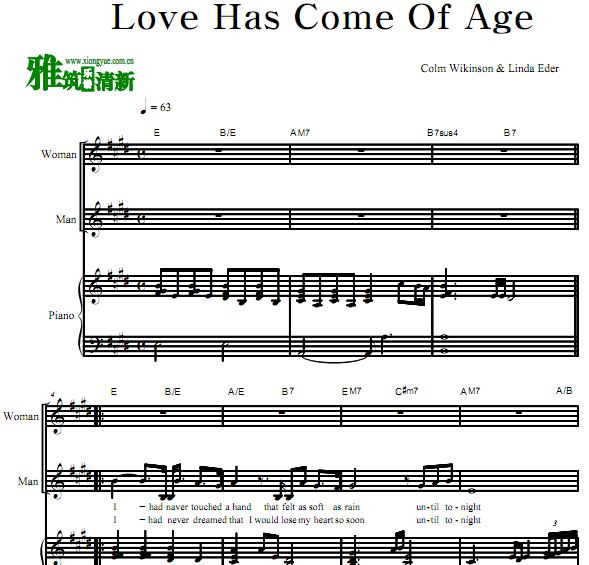 变身怪医 Love Has Come Of Age 声乐钢琴伴奏谱
