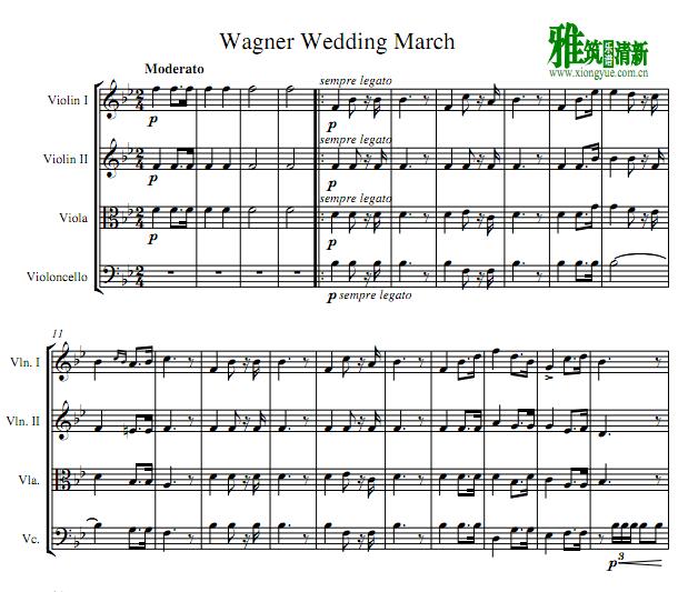 瓦格纳 婚礼进行曲弦乐四重奏谱