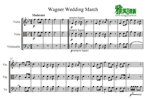 瓦格纳 婚礼进行曲弦乐三重奏谱 小提琴中提琴大提琴
