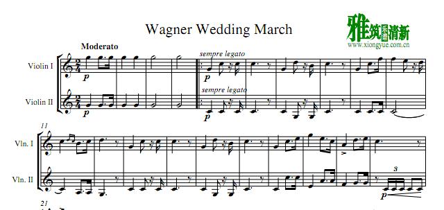 瓦格纳 婚礼进行曲小提琴二重奏谱