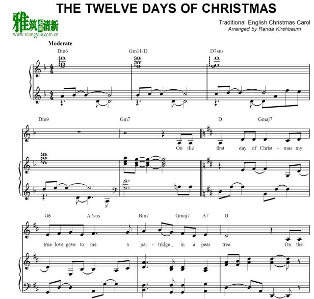 12 Days of Christmas钢琴伴奏谱