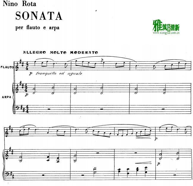 Nino Rota - Sonata for flute and harpŵ·