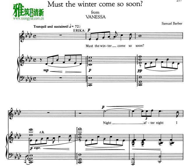 Samuel Barber - Must the winter come so soonٰ