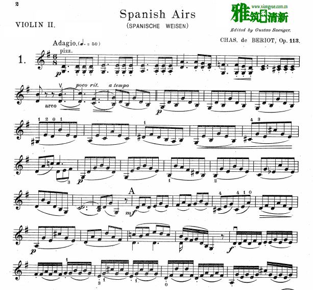 Сٶ beriot 6 characteristic duos Op. 113 Spanish Airs
