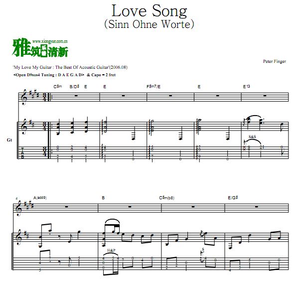Peter Finger - Love Song  tab Sinn Ohne Worte