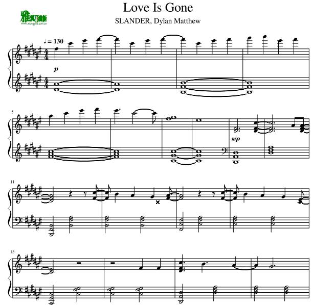 slander - love is gone钢琴谱