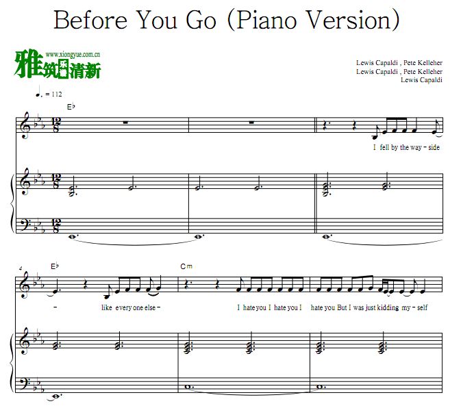 Lewis Capaldi - Before You Go (Piano Version)ٵ