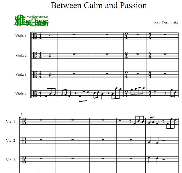 吉俣良 Between calm and passion中提琴四重奏谱
