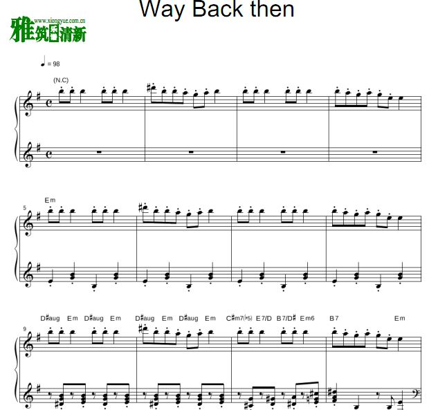 Way Back Then 鱿鱼游戏钢琴谱