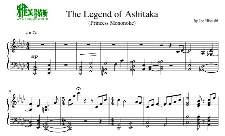 幽灵公主 The Legend of Ashitaka钢琴谱