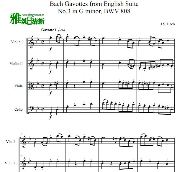 ͺ Gavottes  gСӢ BWV808 