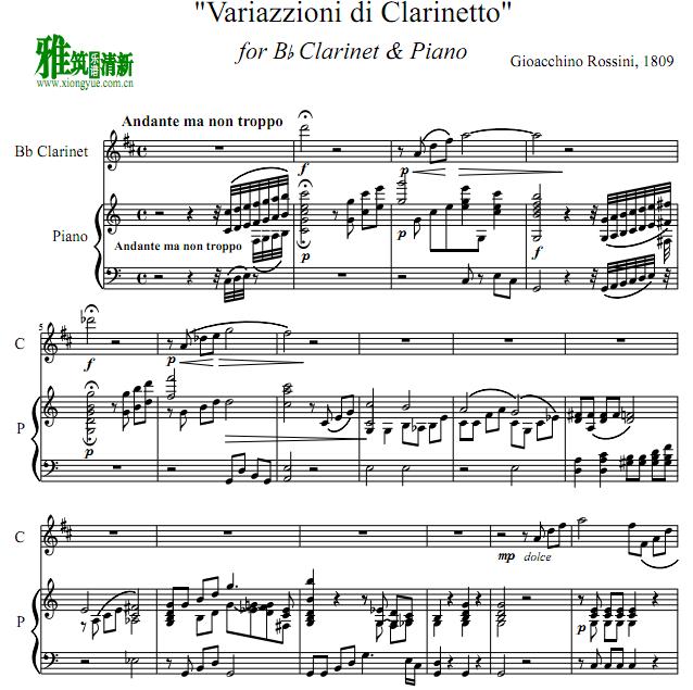 Rossini Gioacchino  ɹܱ Variations for Clarinet ٰ