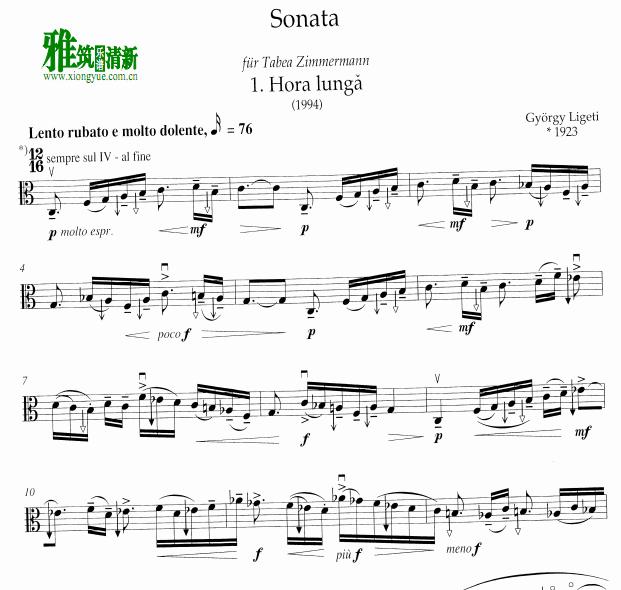 ǵ١ް Ligeti Solo Viola Sonata