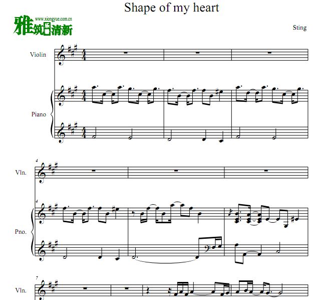 这个杀手不太冷 shape of my heart小提琴钢琴二重奏谱