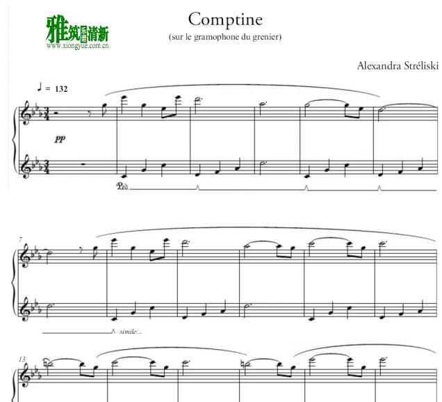 Alexandra Streliski - Comptine钢琴谱