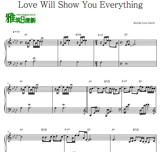 Love Will Show You Everything钢琴谱 雅筑清新个人博客 雅筑清新乐谱 4097