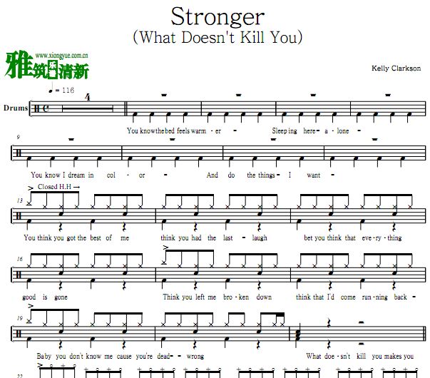 Kelly Clarkson - Stronger (What Doesn't Kill You)架子鼓谱