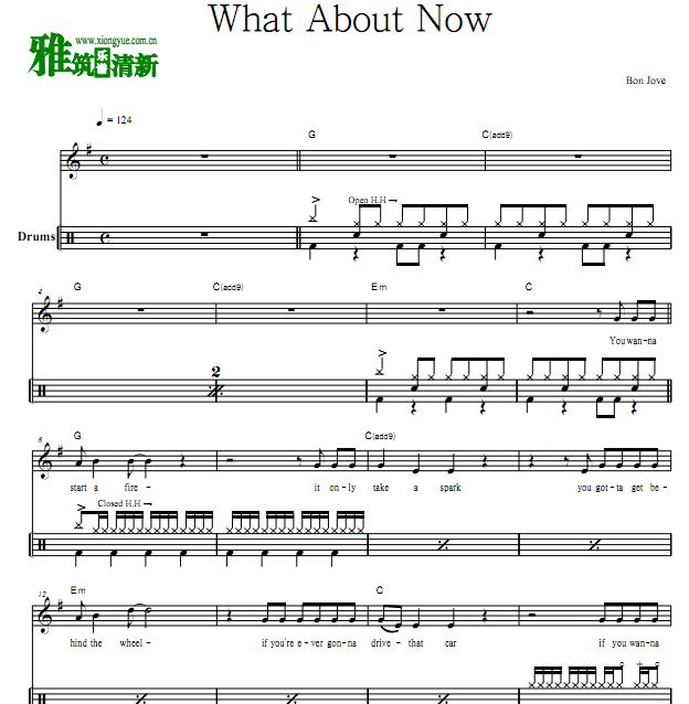 Bon Jovi - What About Now 架子鼓谱