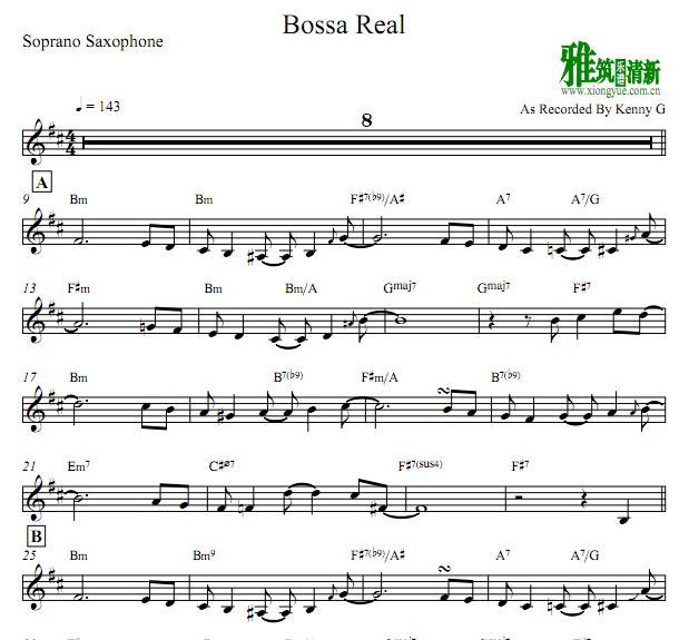 Kenny G - Bossa Real萨克斯谱 Soprano