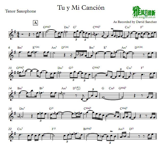 David Sanchez - Tu Y Mi Cancion 萨克斯谱 Tenor
