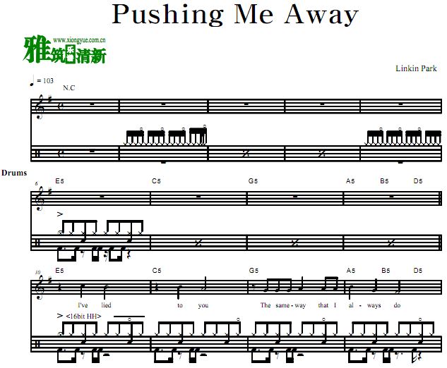 Linkin Park - Pushing Me Away 架子鼓谱