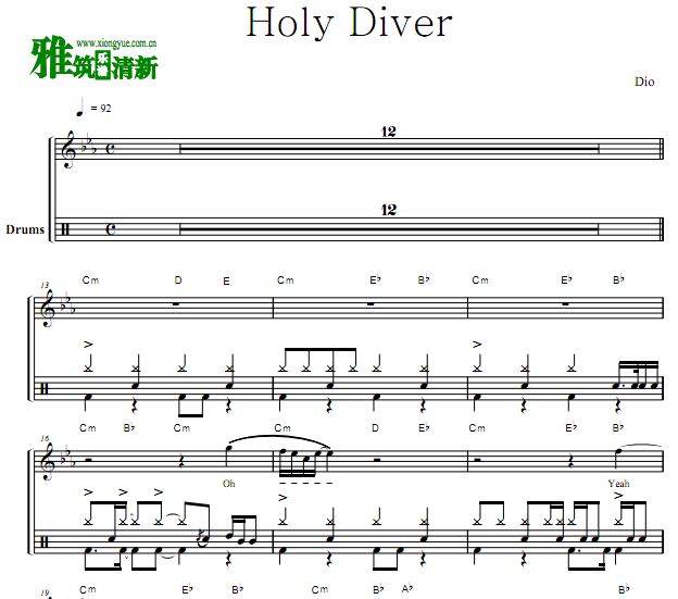Dio - Holy Diver鼓谱