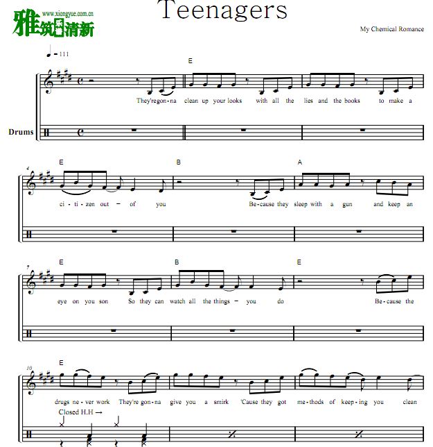 My Chemical Romance - Teenagers鼓谱