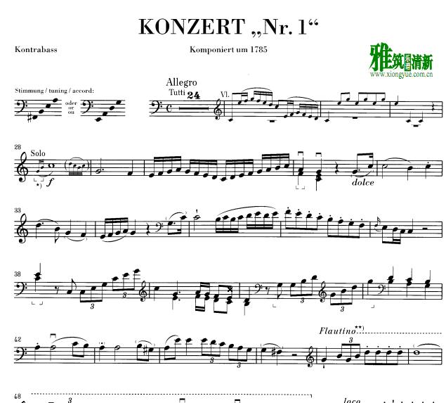 urtext -hoffmeister Double Bass Concerto no.1 