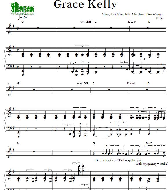 MIKA - Grace Kelly钢琴伴奏谱