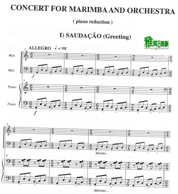 内-罗索罗 马林巴协奏曲马林巴谱 Ney Rosauro - Concerto For Marimba马林巴谱 