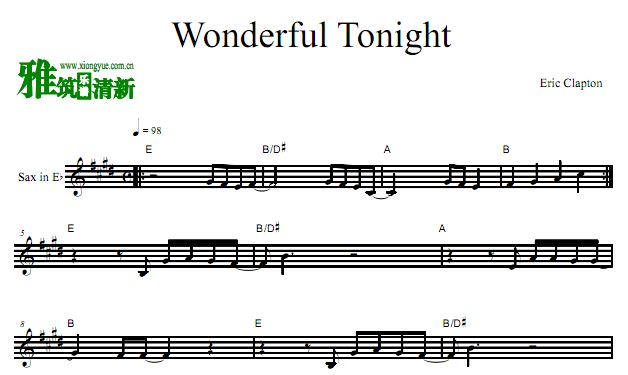 Eric Clapton - Wonderful Tonight 萨克谱