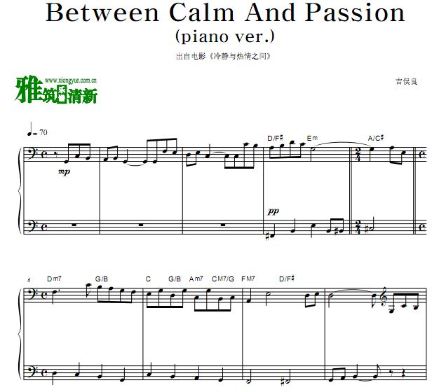 吉俣良 Between Clam And Passion钢琴谱