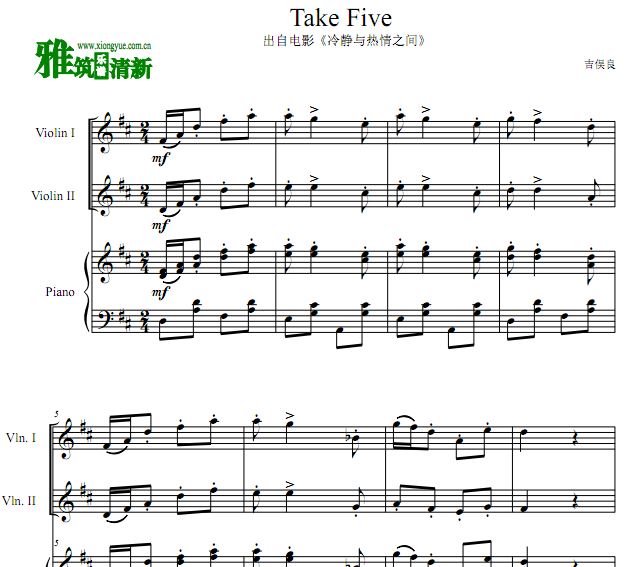 吉俣良 － Take Five 小提琴钢琴三重奏谱