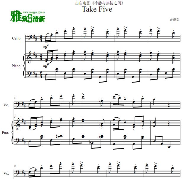 吉俣良 - Take Five大提琴钢琴谱