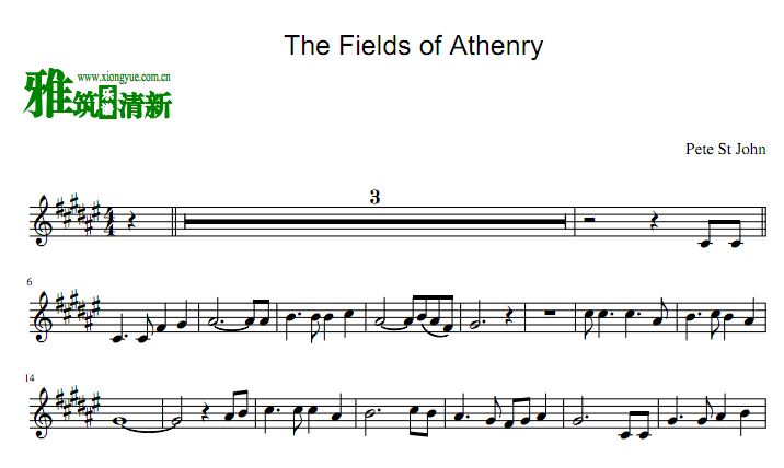 The Fields of Athenry 小号谱